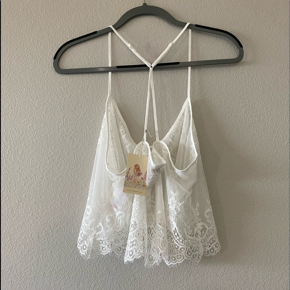 NWT White Lacy Lingerie Top - Picture 6 of 8